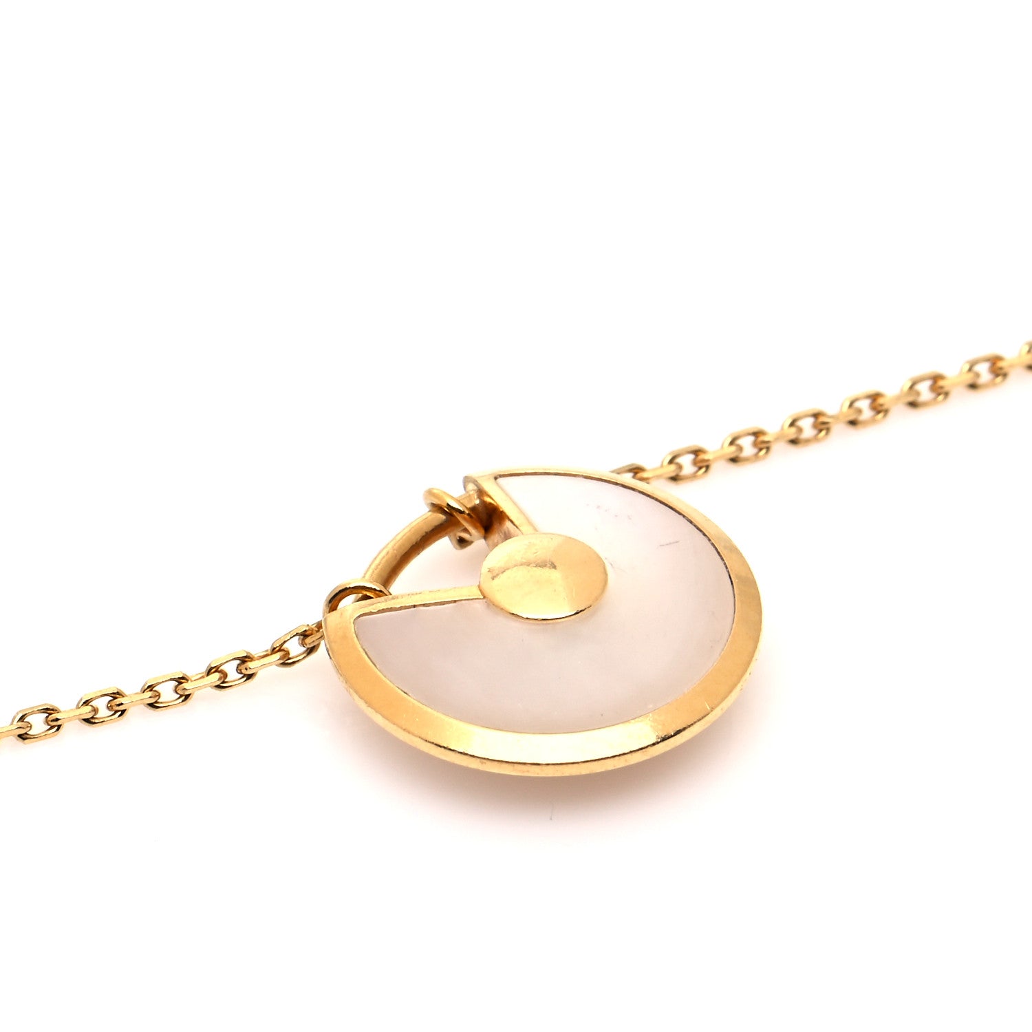 Cartier 18K Yellow Gold Diamond Mother of Pearl XS Amulette de Cartier Pendant Necklace 6 of 6
