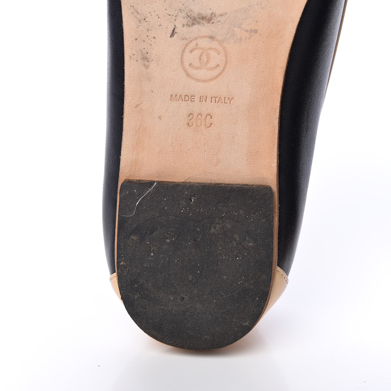 Chanel Lambskin CC Mocassin Loafers 36 Black Beige 14 of 15