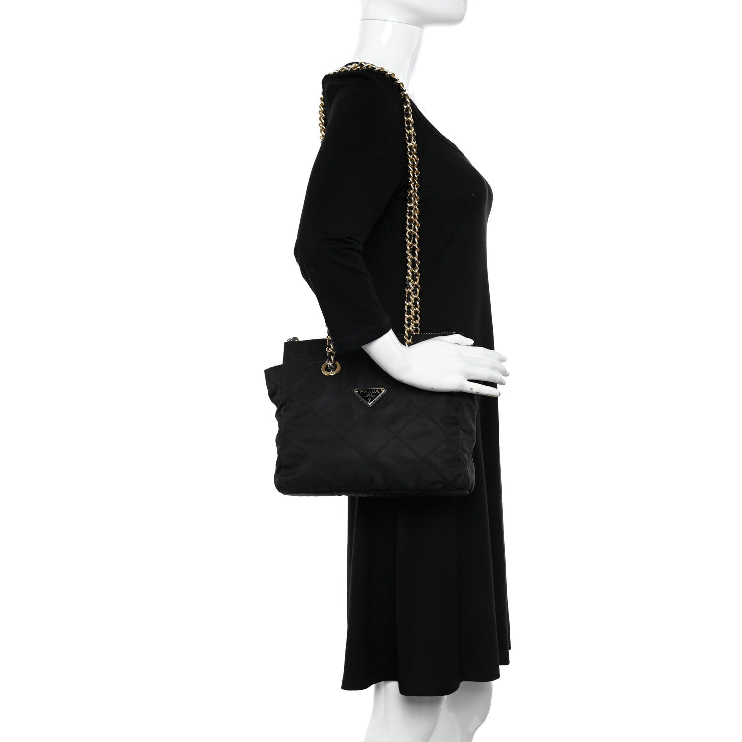 Prada Nylon Tessuto Quilted Shoulder Bag Black 2 of 15