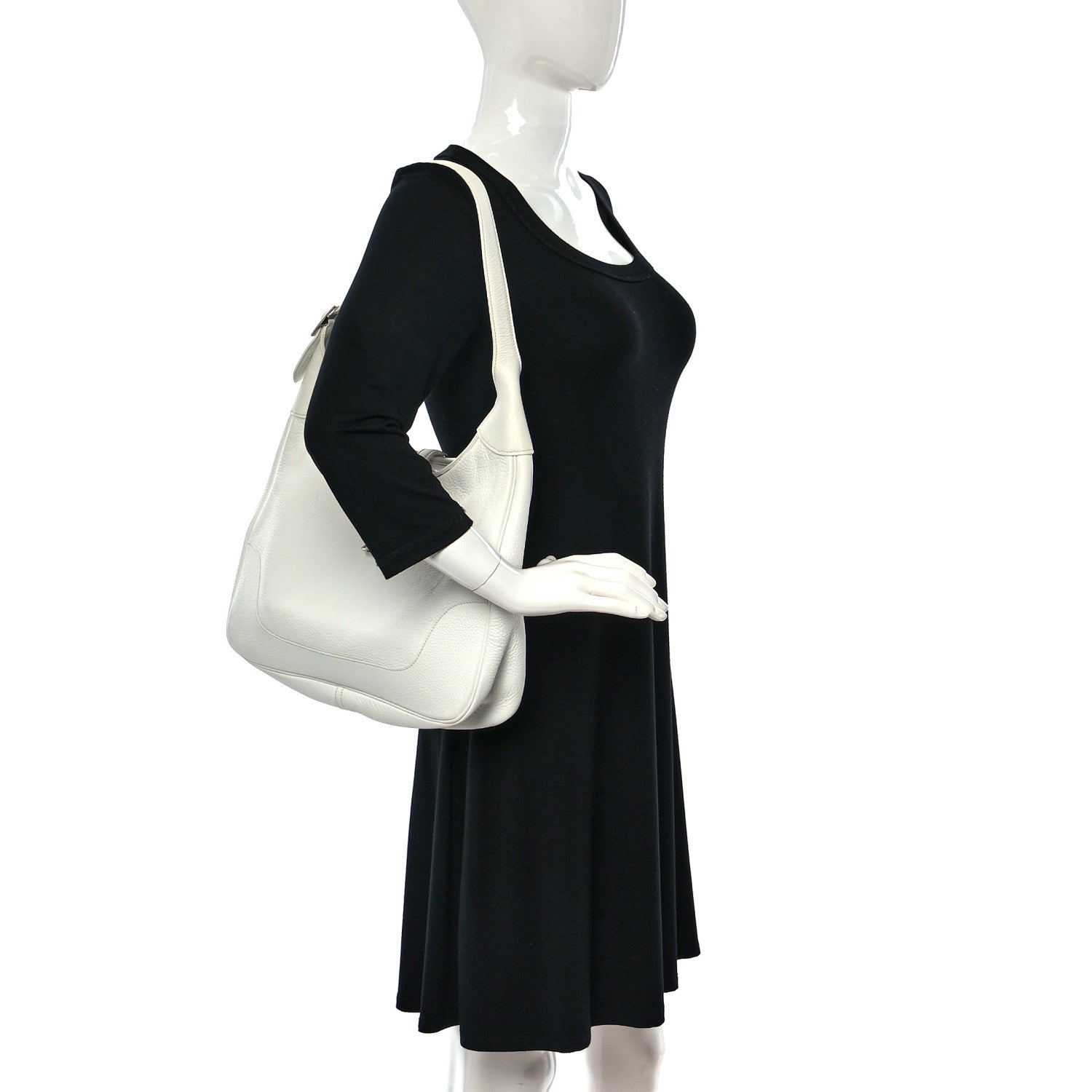 Hermes Taurillon Clemence Sac Trim II 35 White 2 of 15