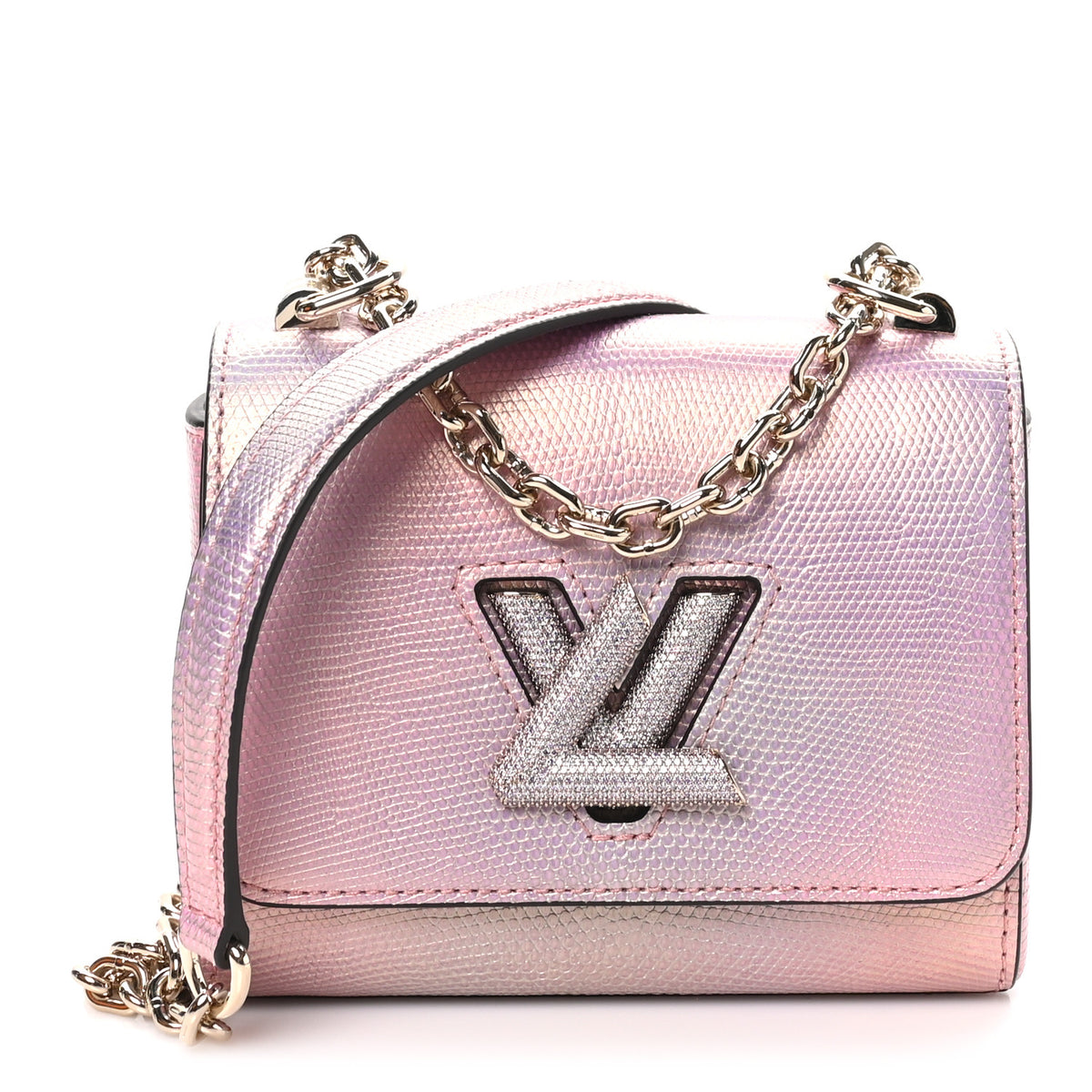 Louis Vuitton Iridescent Lizard Mini Swarovski Twist Shoulder Bag Pink 1 of 11