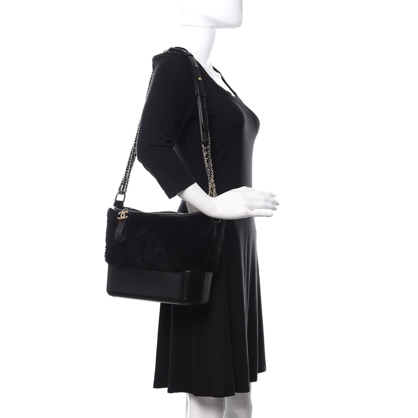Shearling Medium Gabrielle Hobo Black