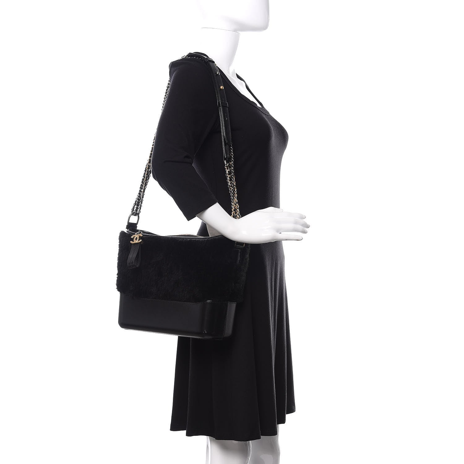 Chanel Shearling Medium Gabrielle Hobo Black 2 of 10