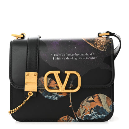 Valentino Garavani X UNDERCOVER Smooth Calfskin Cosmos Print Large VSling Shoulder Bag Black 1 of 11