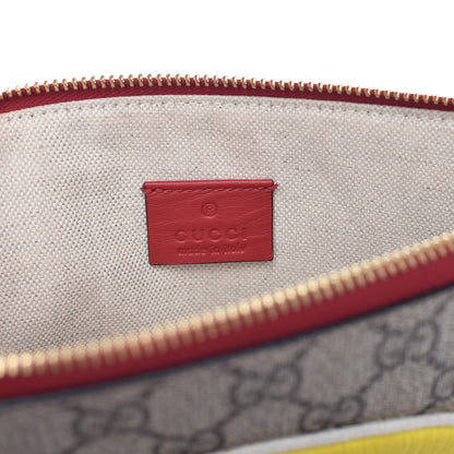 Gucci Calfskin GG Supreme Monogram Embroidered Rainbow Love Zip Pouch Red 6 of 7