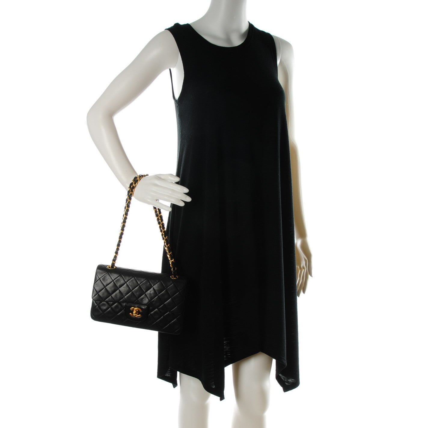 Lambskin Quilted Small Double Flap Black