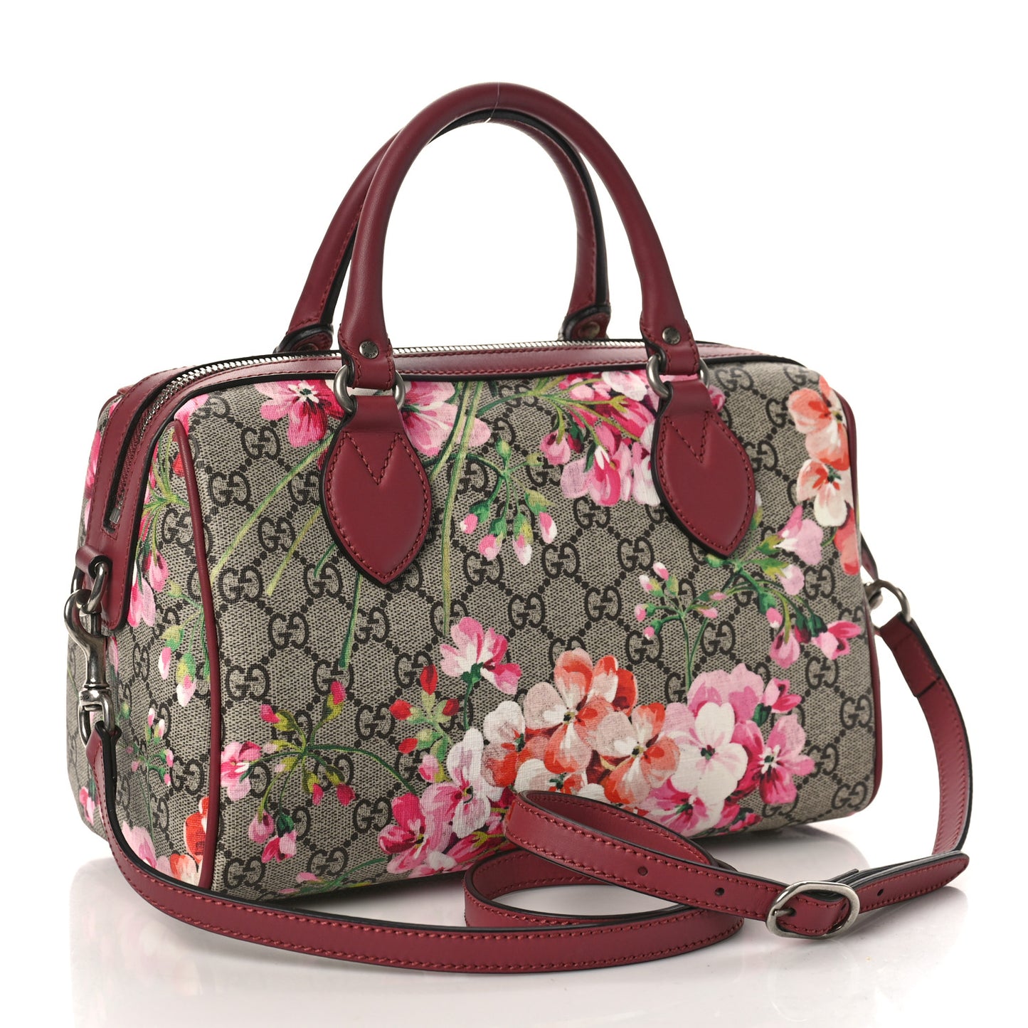 GG Supreme Monogram Blooms Small Boston Beige Multicolor Dry Rose
