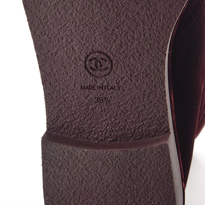 Chanel Velvet CC Lace Up Boots 39.5 Burgundy 6 of 9