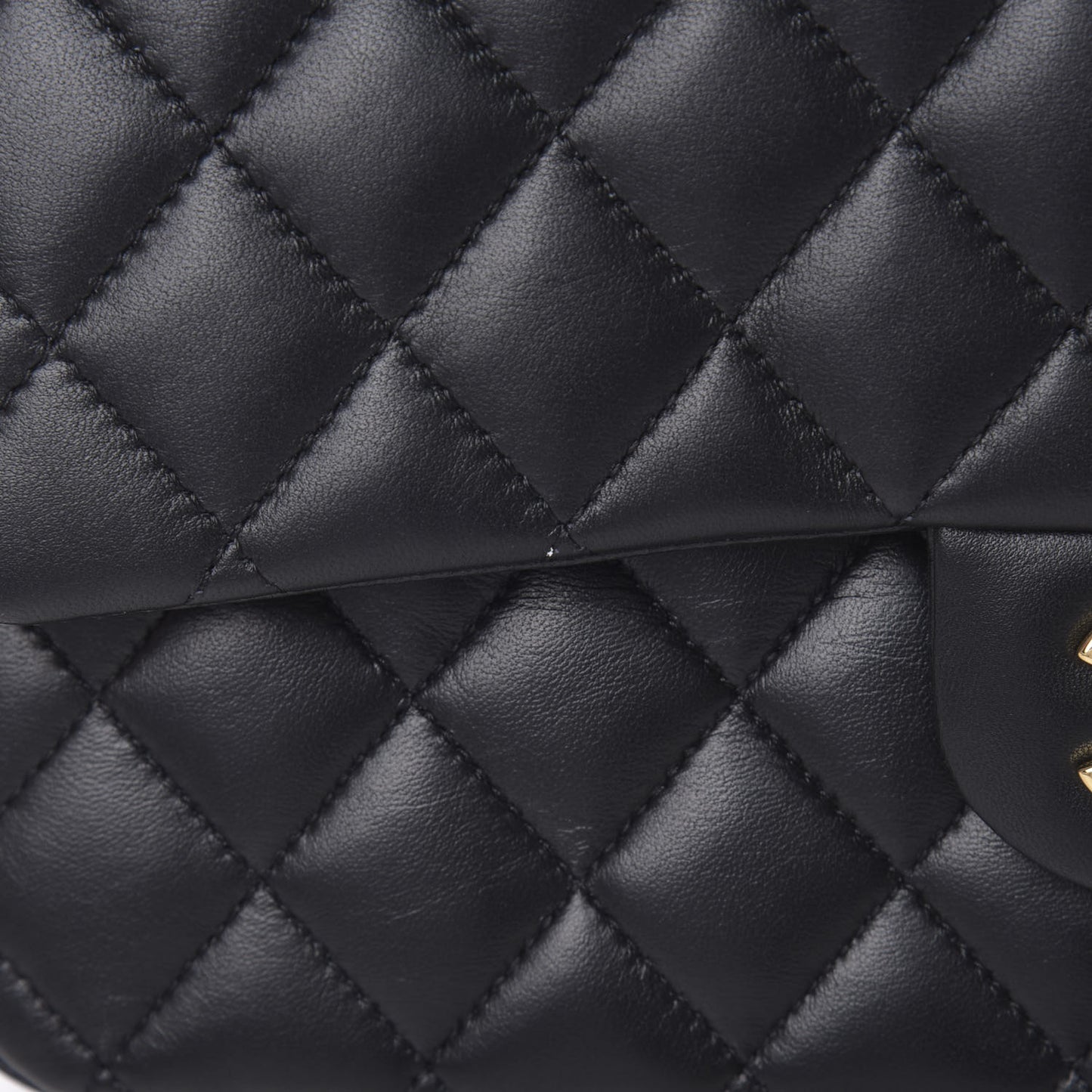 Lambskin Quilted Medium Double Flap Black