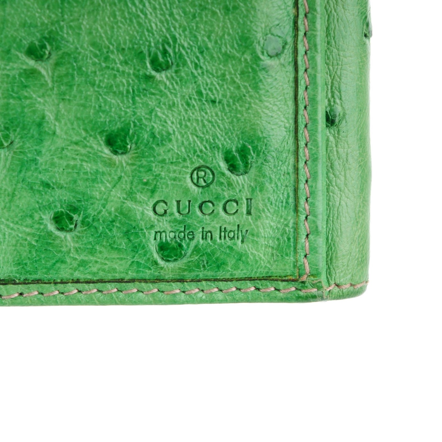 Ostrich Metal Bar Continental Wallet Green