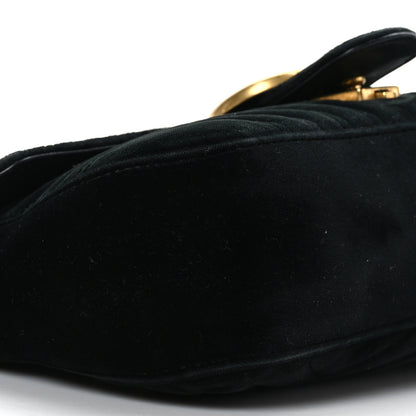 Gucci Velvet Matelasse Small GG Marmont Shoulder Bag Black 8 of 9