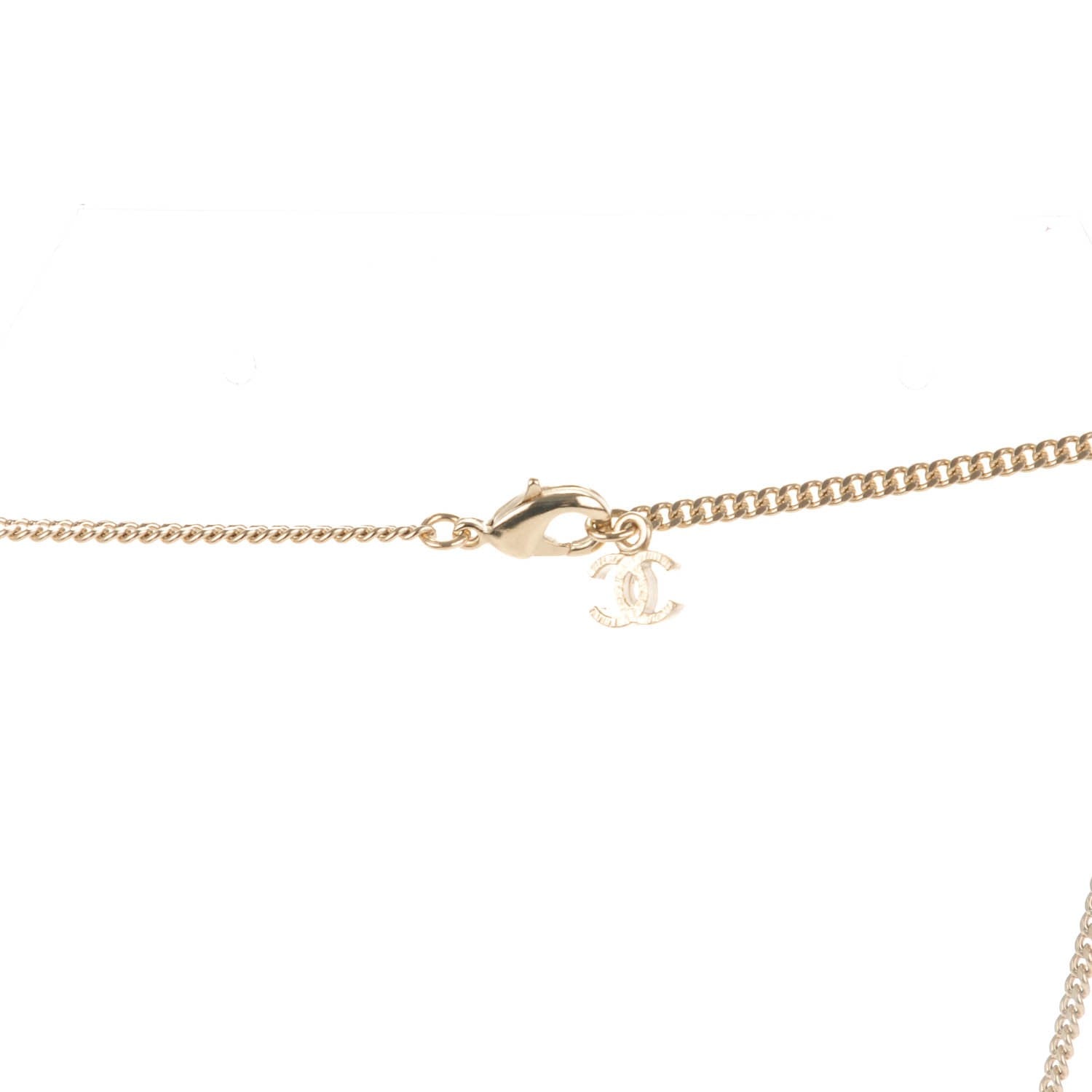 Chanel Gripoix Poured Glass CC Necklace Gold 4 of 5