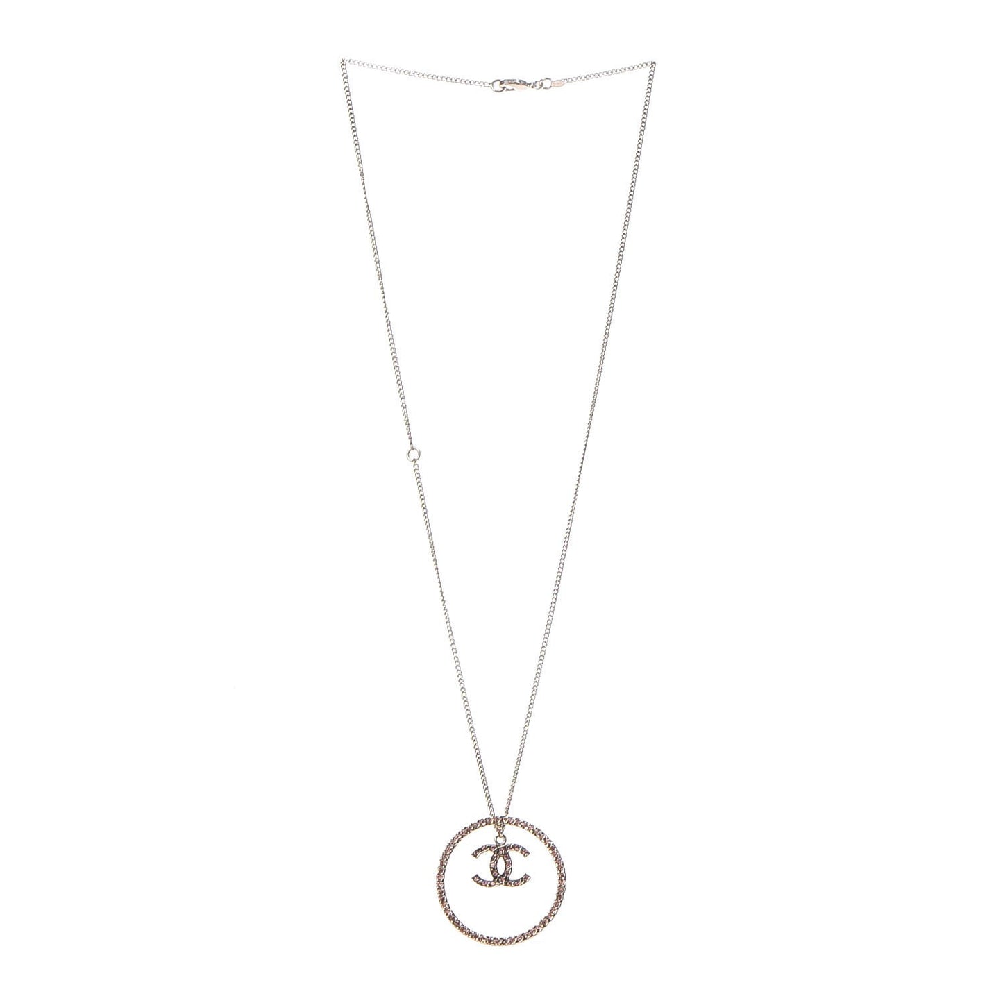 Crystal CC Hoop Necklace Pink Gold