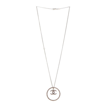 Chanel Crystal CC Hoop Necklace Pink Gold 3 of 6