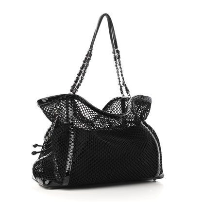 Chanel Patent Net Large La Madrague Tote Black 3 of 10