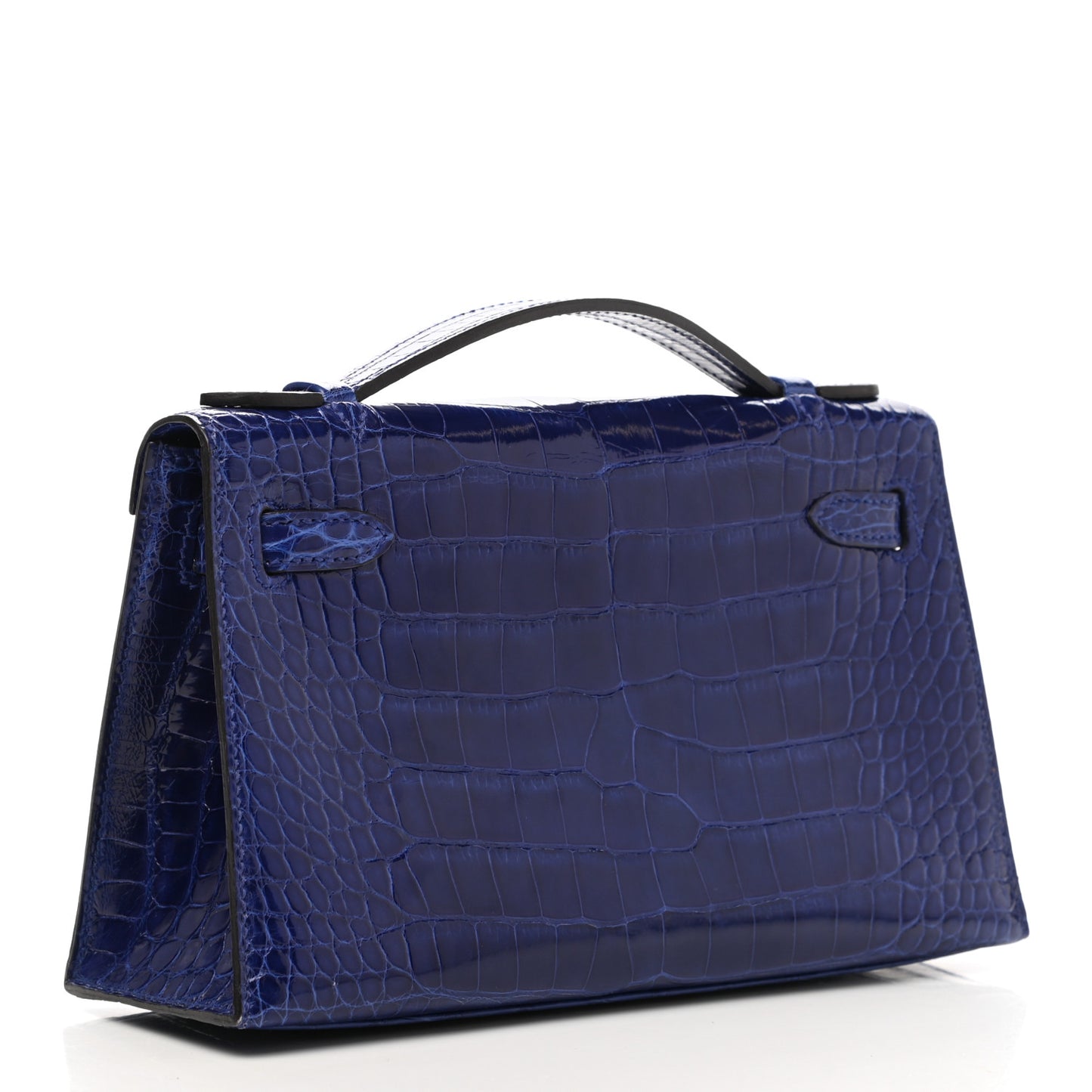 Shiny Alligator Kelly Pochette Bleu Electrique