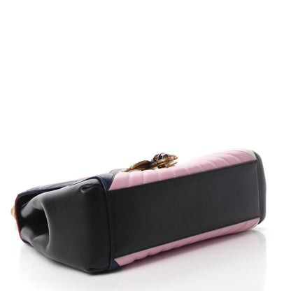 Gucci Calfskin Bamboo Trapuntata Queen Margaret Top Handle Bag Blue Agata Hibiscus Red Mystic White Sugar Pink 4 of 10