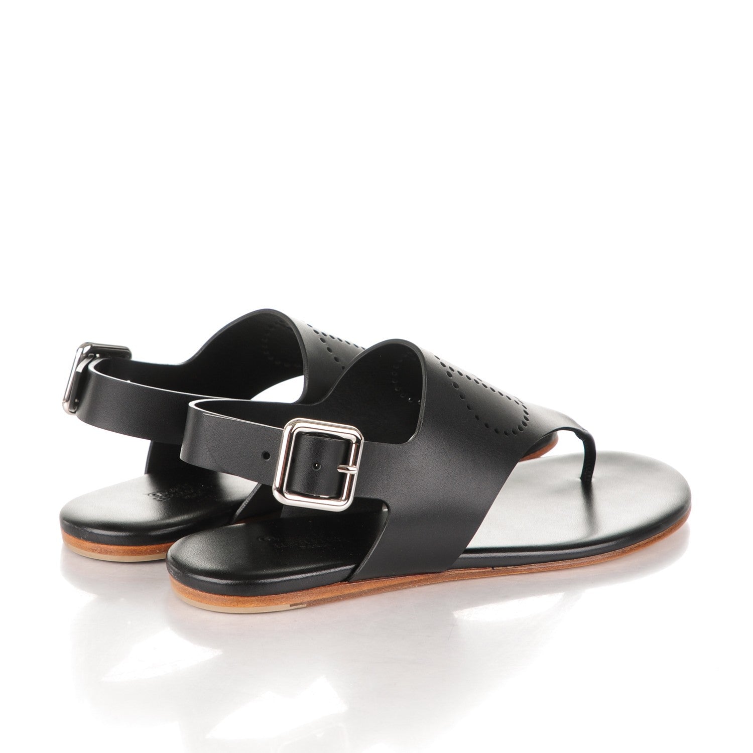 Hermes Calfskin Kola Sandals 35.5 Black 4 of 6