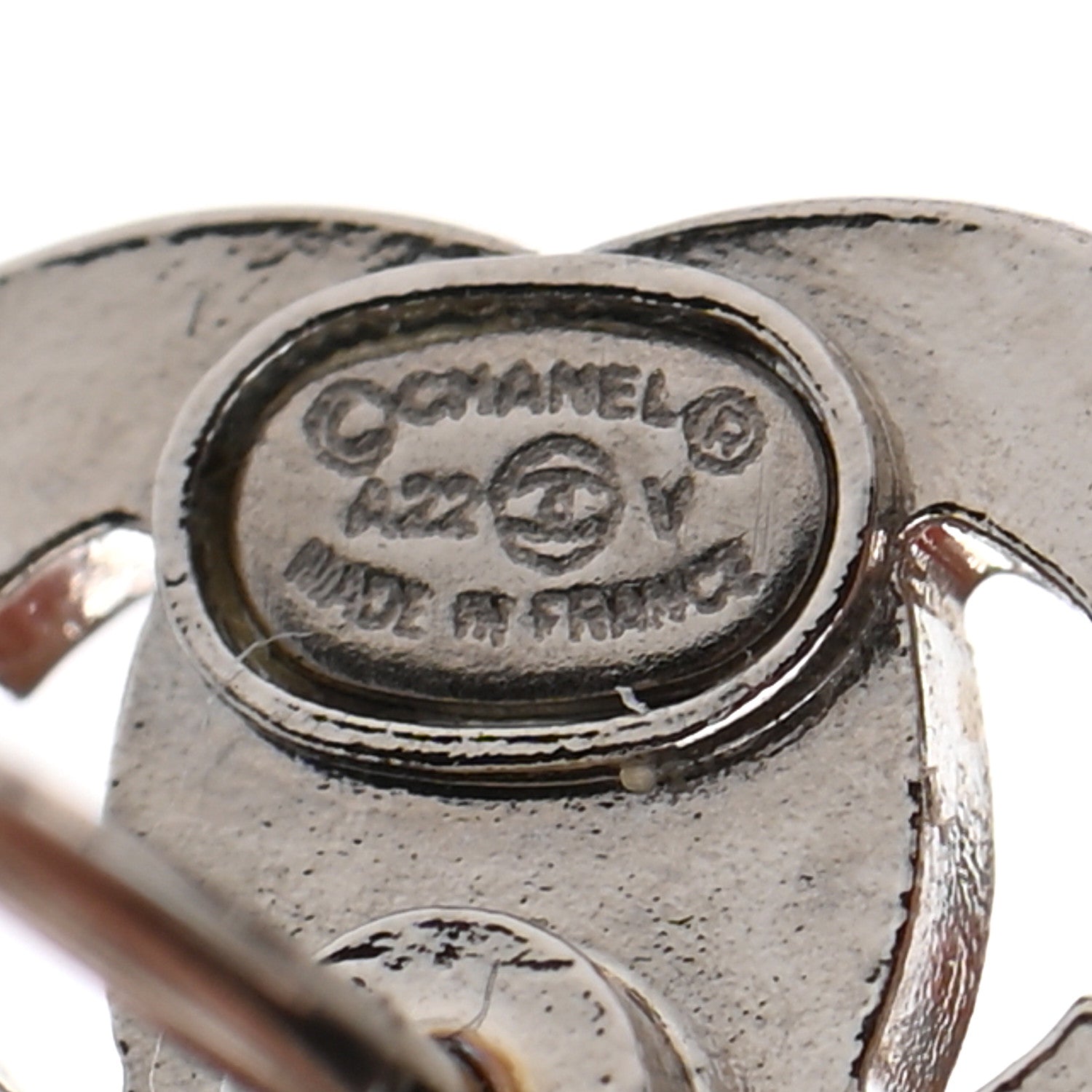 Chanel Crystal Pearl CC Drop Earrings Silver 4 of 5