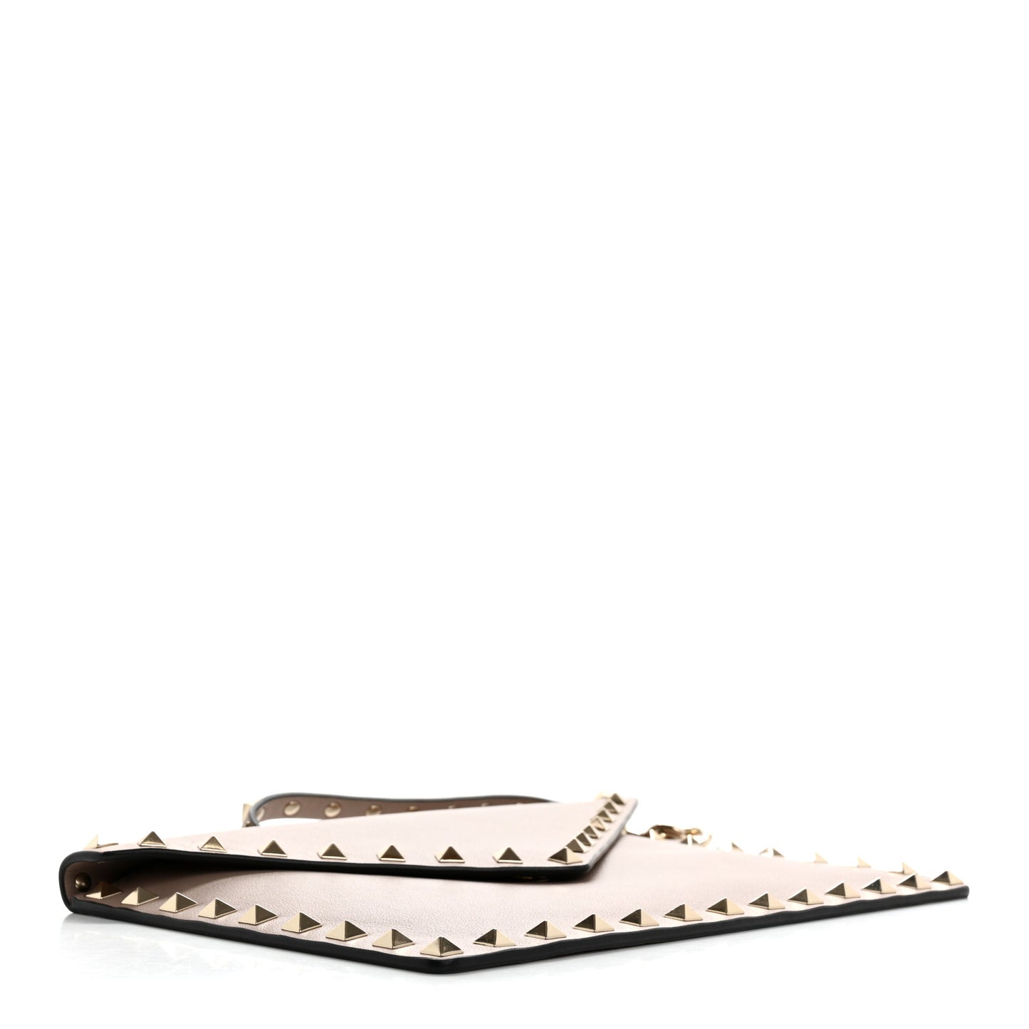 Vitello Medium Rockstud Envelope Flat Wristlet Pouch Poudre
