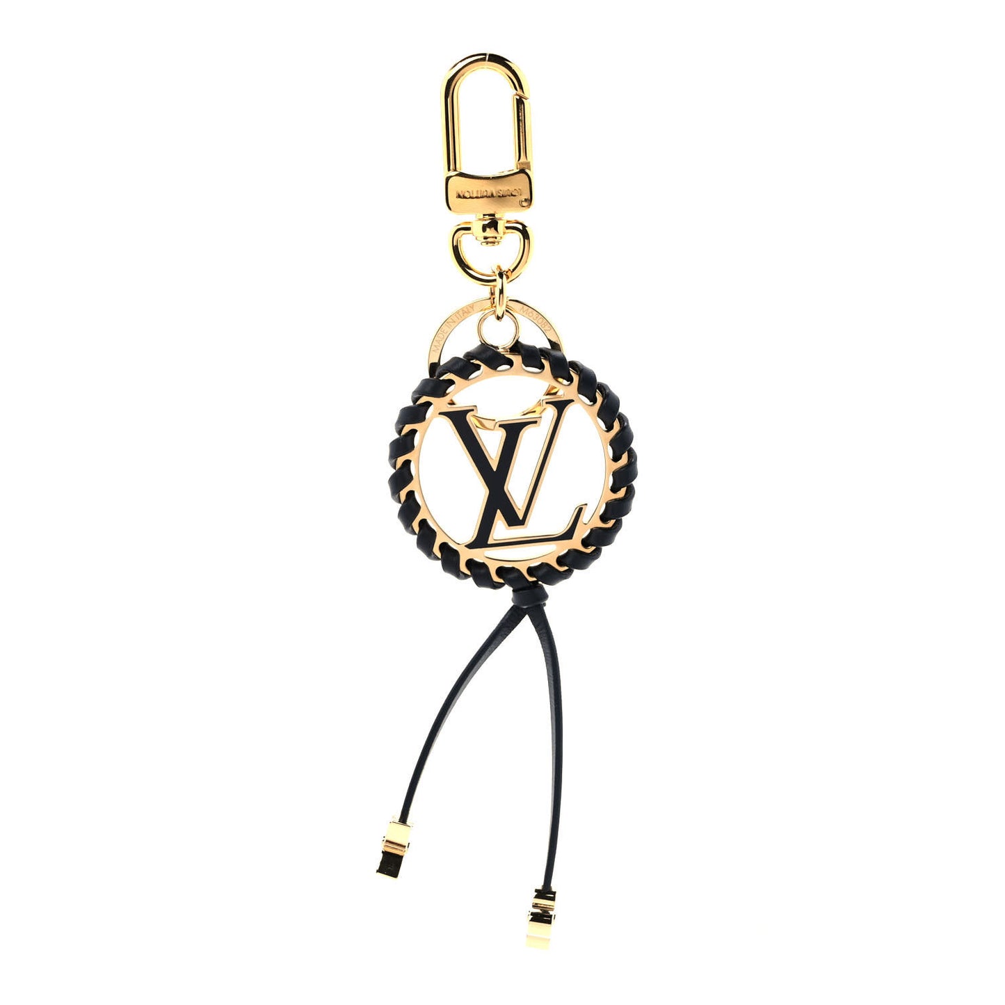 Metal Lambskin Enamel Very Bag Charm Key Holder Black