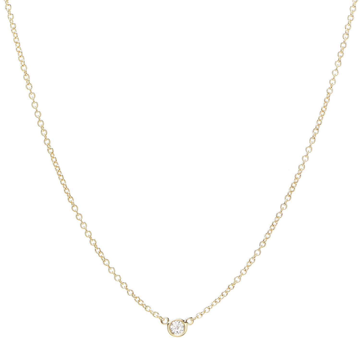 Tiffany 18K Yellow Gold Diamond .05ct Elsa Peretti Diamonds by the Yard Pendant Necklace 1 of 5