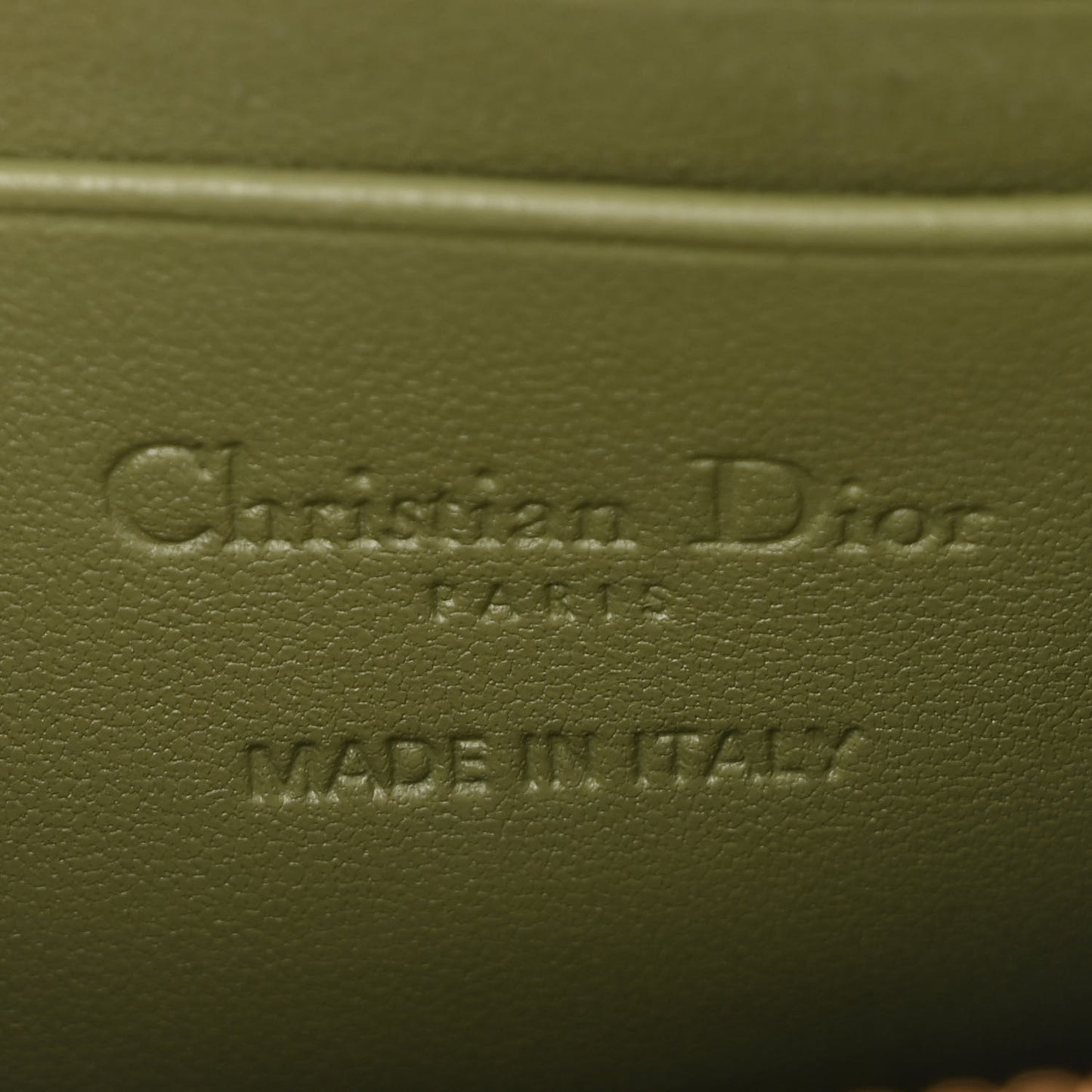 Lambskin Cannage Lady Dior Phone Holder Green