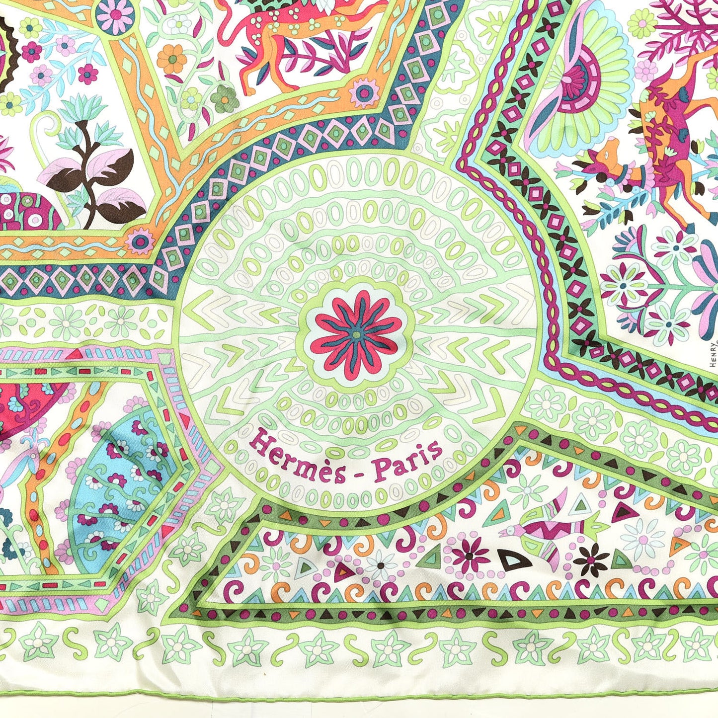 Silk Les Chemins Secrets Scarf 140 Vert Fuchsia White