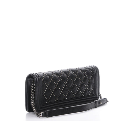 Chanel Crumpled Lambskin East West Studded Boy Flap Black 3 of 7