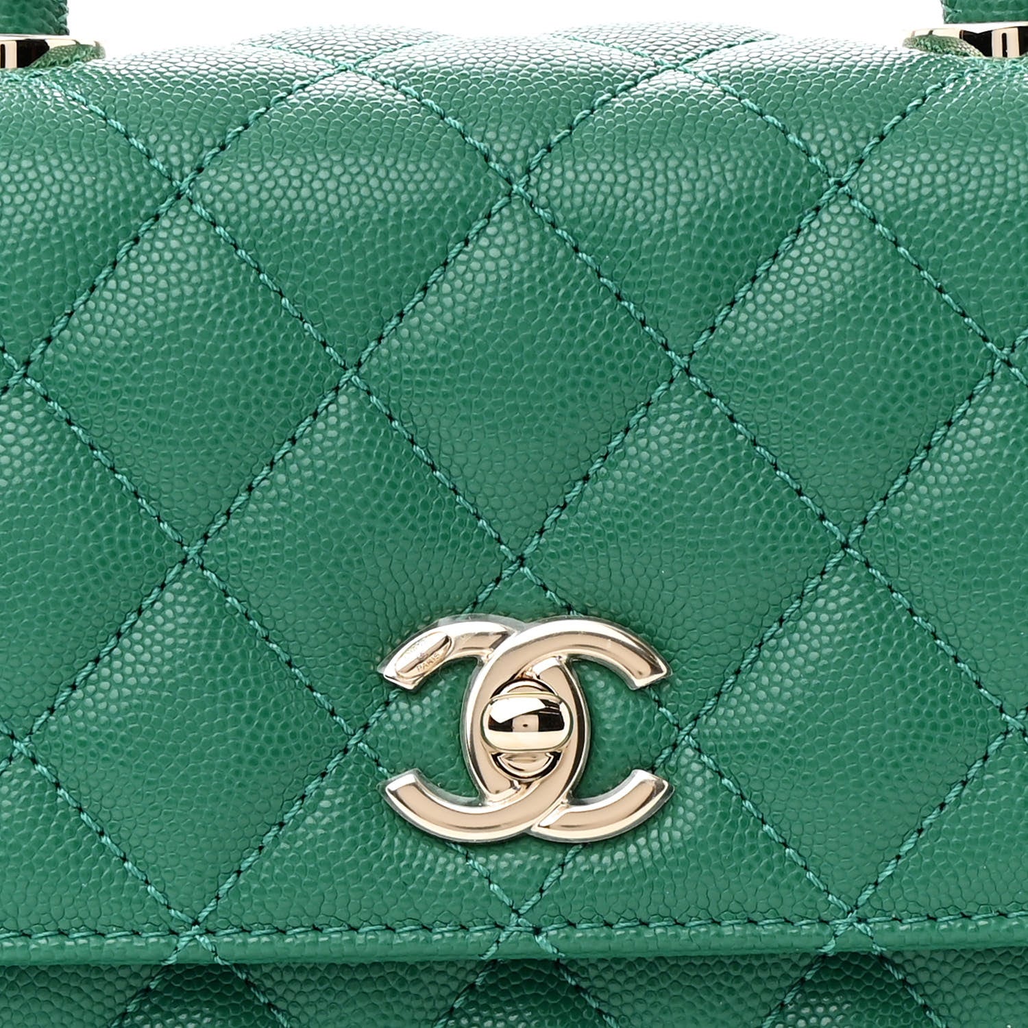 Chanel Caviar Quilted Mini Coco Handle Flap Green 9 of 12