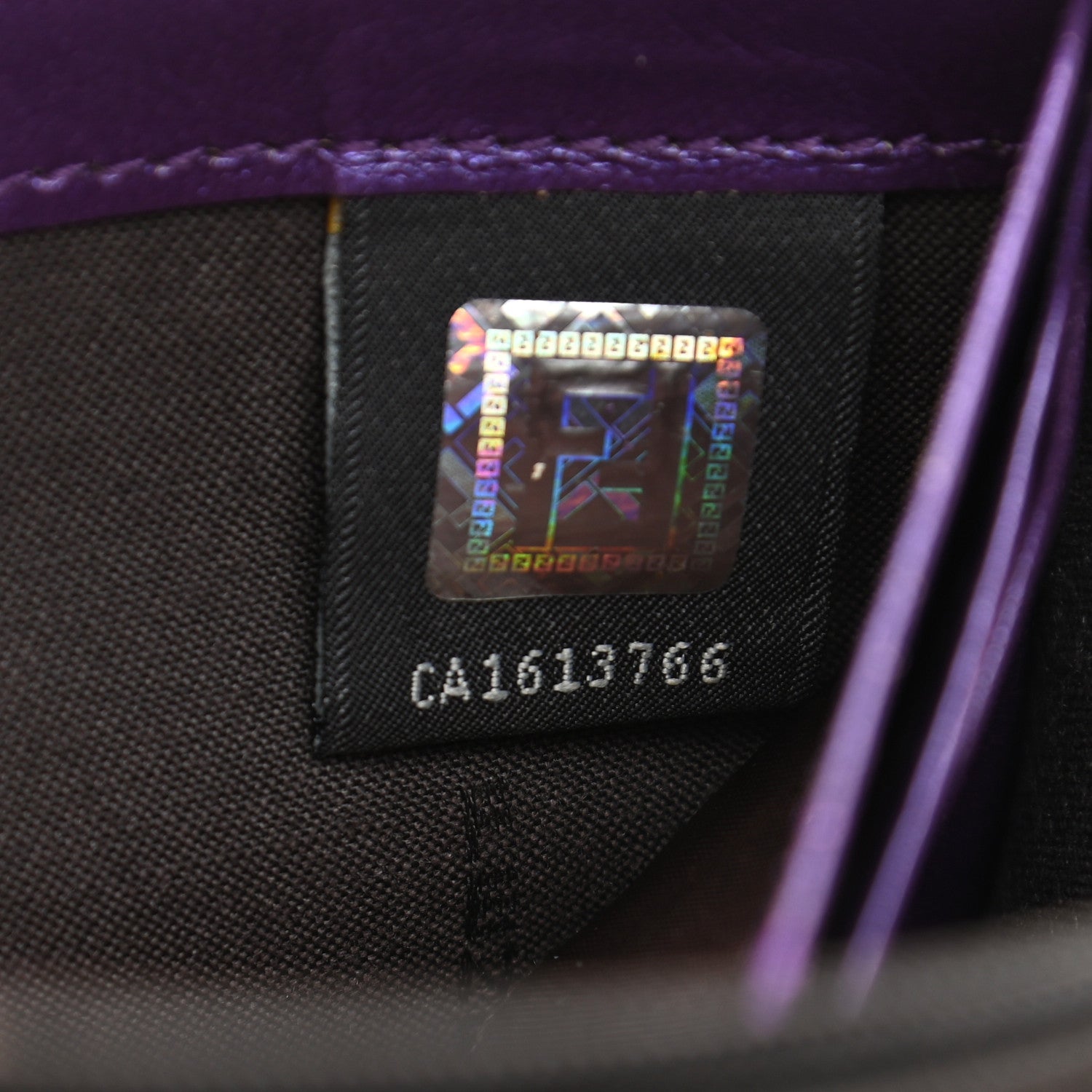 Fendi Metallic Textured Calfskin Zip Around Wallet Purple 7 of 12