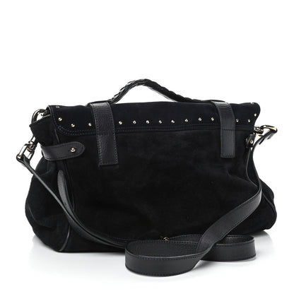 Mulberry Heavy Suede Alexa Tassel Satchel Oak Black 2 of 4