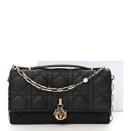 Christian Dior Lambskin Lady Dior Top Handle Clutch Black 15 of 15