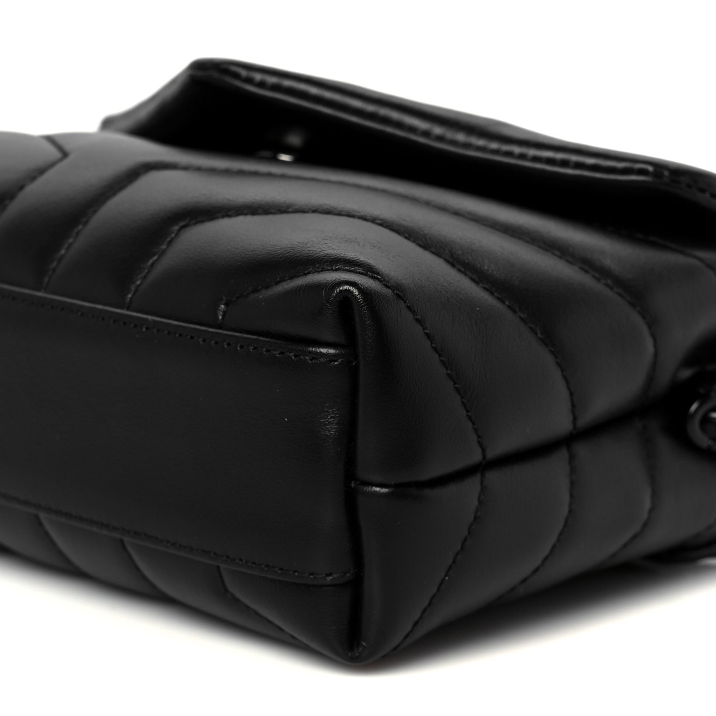 Calfskin Y Quilted Monogram Monochrome Toy Loulou Crossbody Bag Black