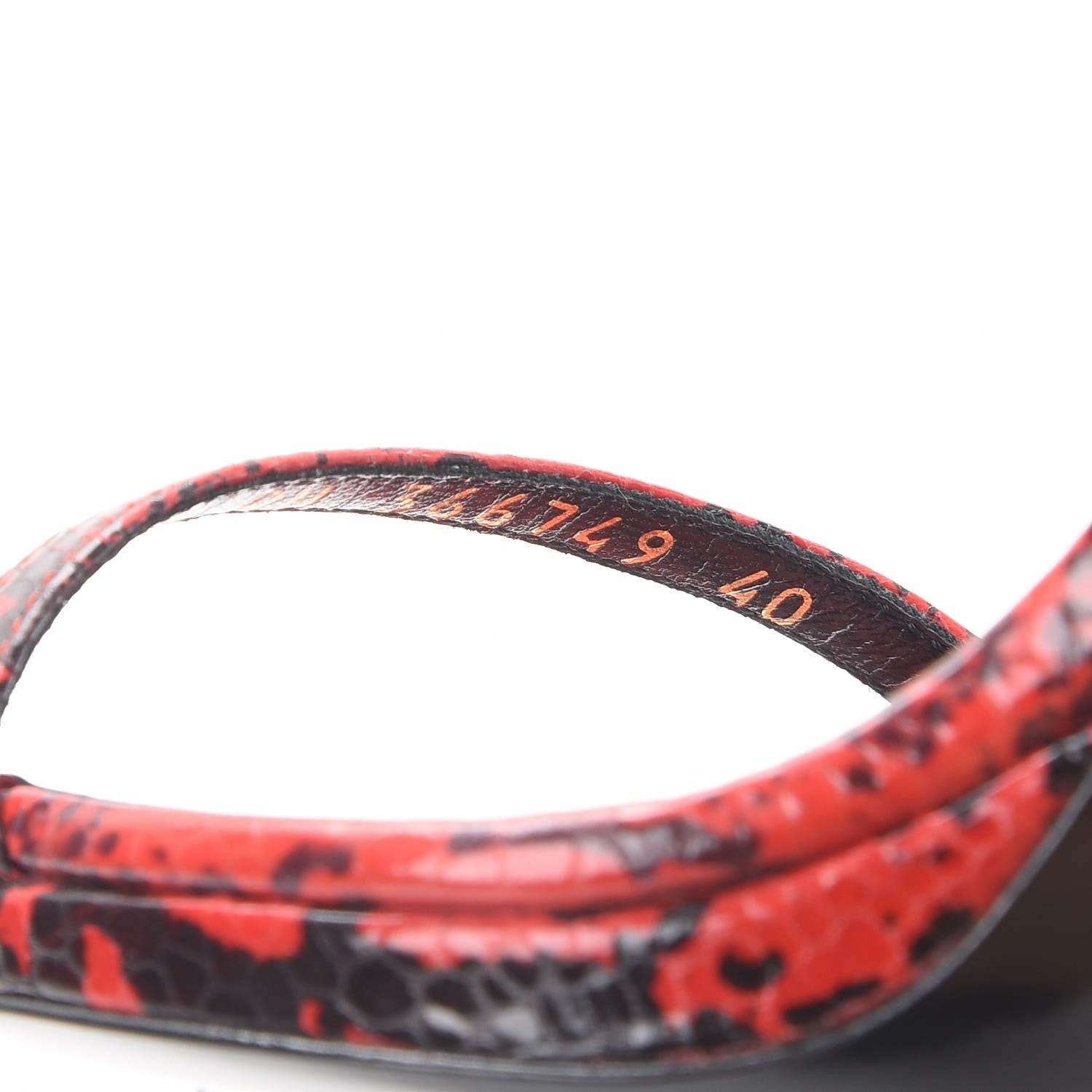 Saint Laurent Snake Calfskin Embossed Jane 105 Ankle Strap Sandals 40 Red Black 8 of 10