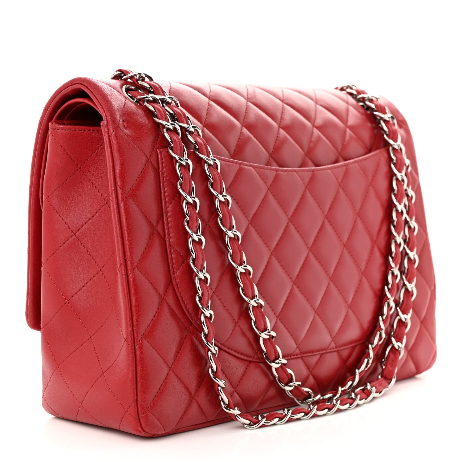Chanel Lambskin Quilted Maxi Double Flap Red 3 of 13