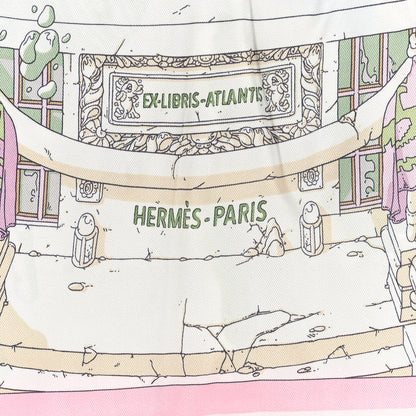 Hermes Silk Vintage Ex Libris Atlantis Scarf 70 Gris Perle Rose Pale 2 of 3