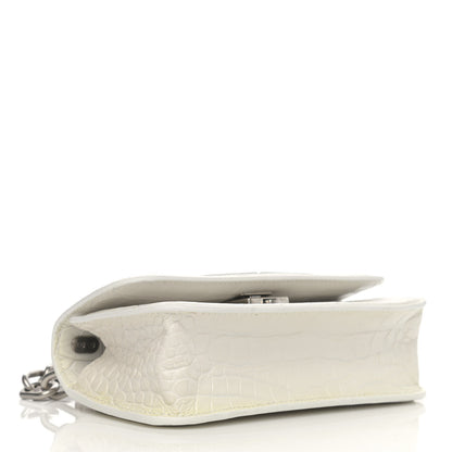 Balenciaga Extra Supple Calfskin Crocodile Embossed Gossip Chain Bag XS White 4 of 13