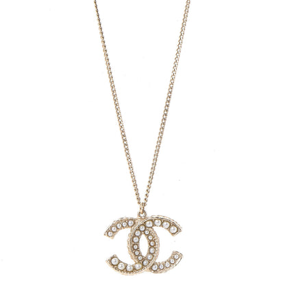 Chanel Pearl CC Pendant Necklace Gold 1 of 6