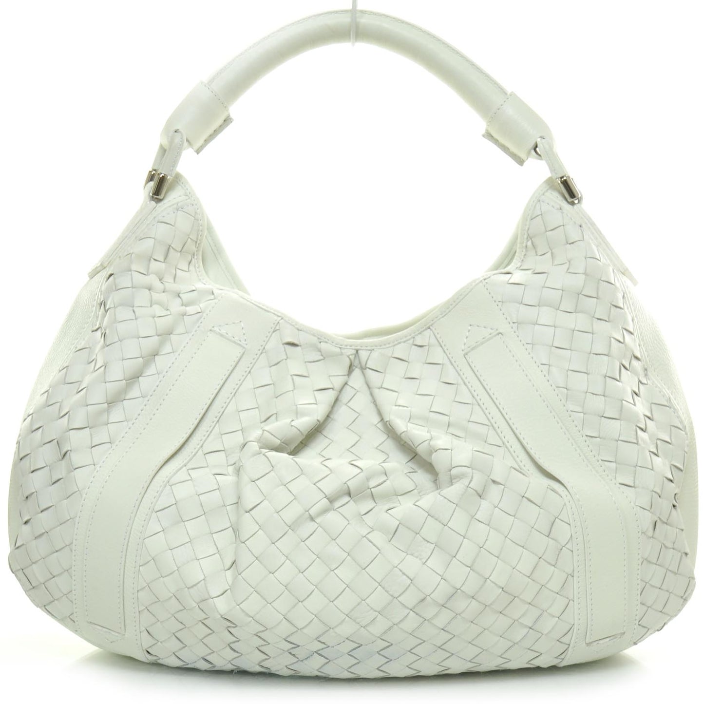 Woven Leather Large Malika Hobo Natural White