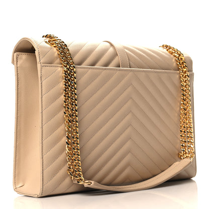 Saint Laurent Grain De Poudre Matelasse Chevron Large Monogram Satchel Nude Powder 3 of 10