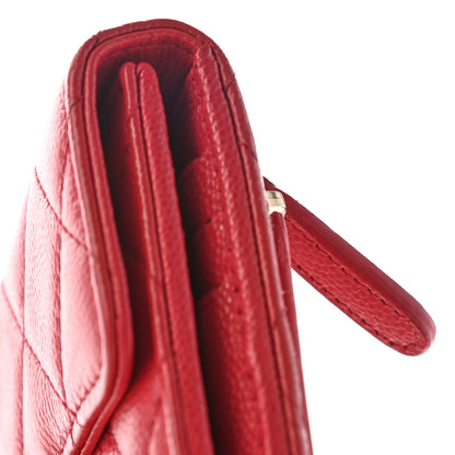 Chanel Caviar Quilted Compact Flap Wallet Red 9 of 9