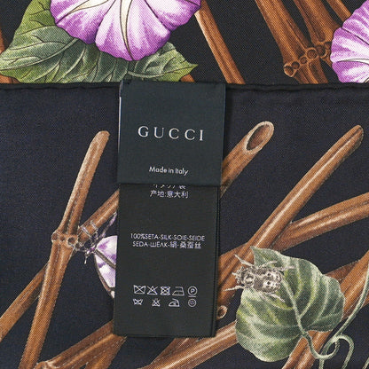 Gucci Silk Floral Print Scarf Black Multicolor 3 of 3