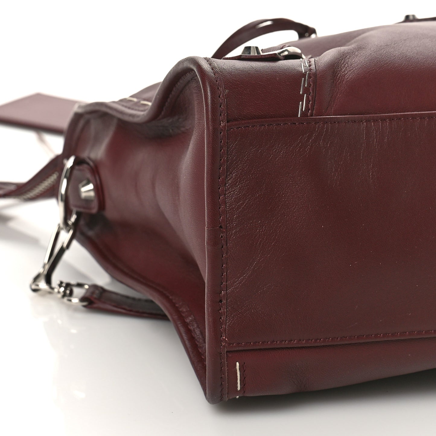 Calfskin Topstitch Classic Silver Hardware City Rouge Lie De Vin