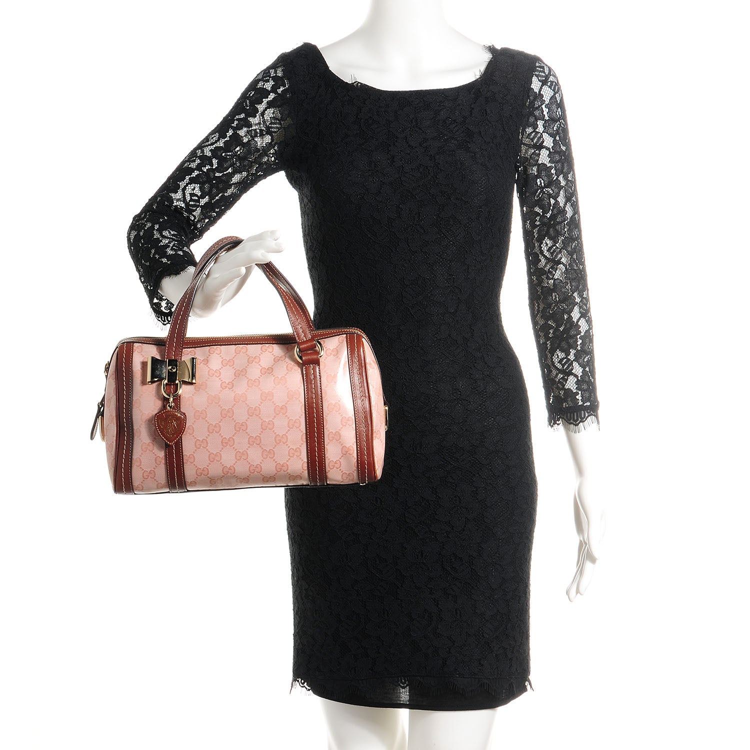 Gucci Crystal Monogram Medium Duchessa Boston Bag Pink 2 of 9