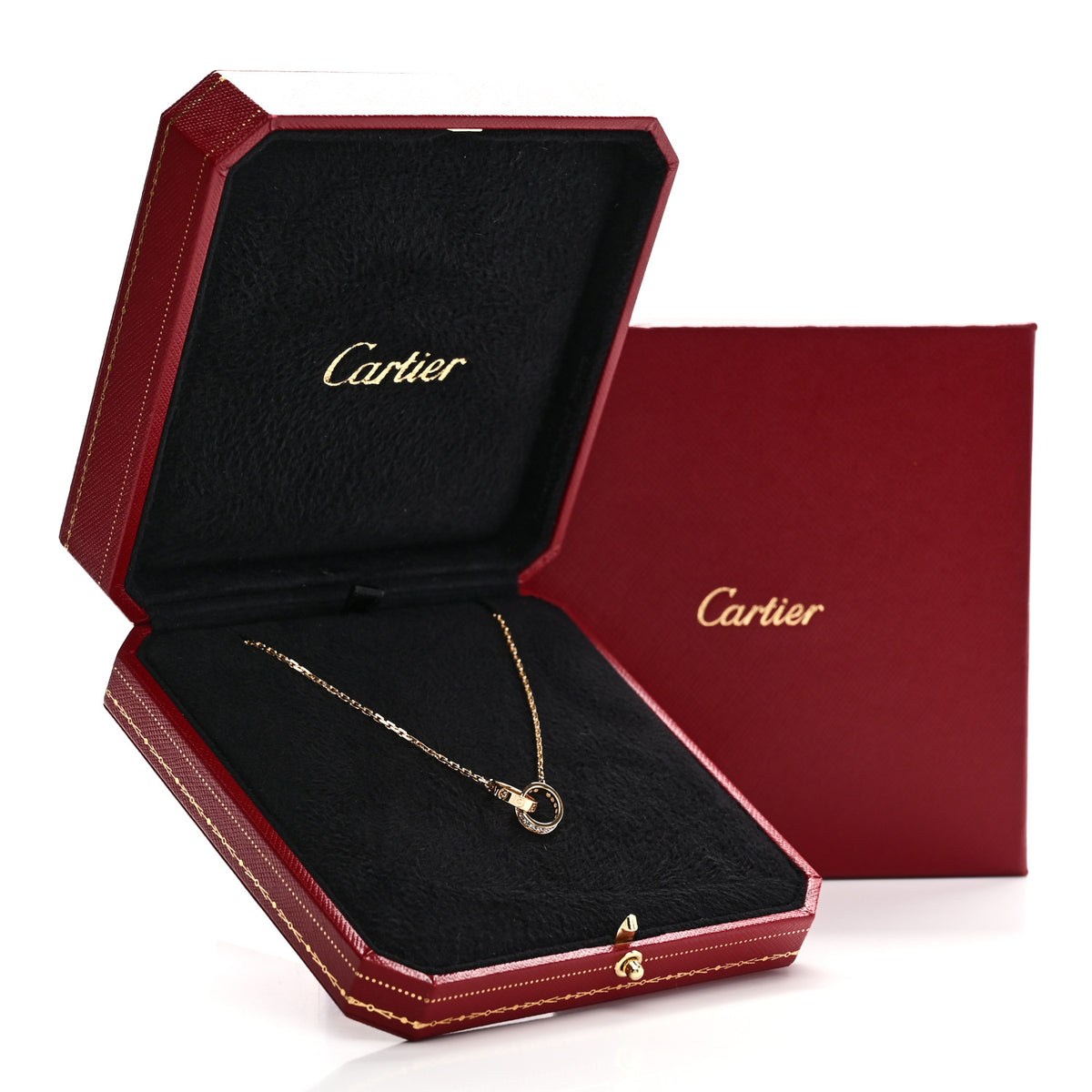 Cartier 18K Yellow Gold Diamond Interlocking LOVE Necklace 6 of 6