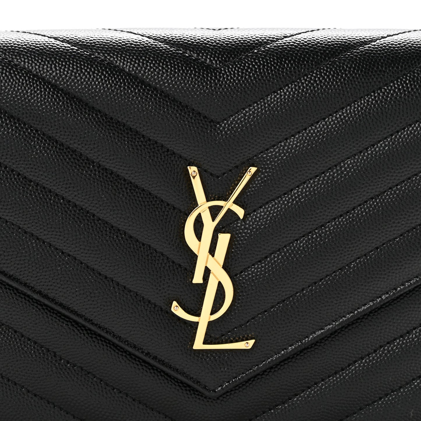 Grain De Poudre Matelasse Chevron Monogram Envelope Clutch Black