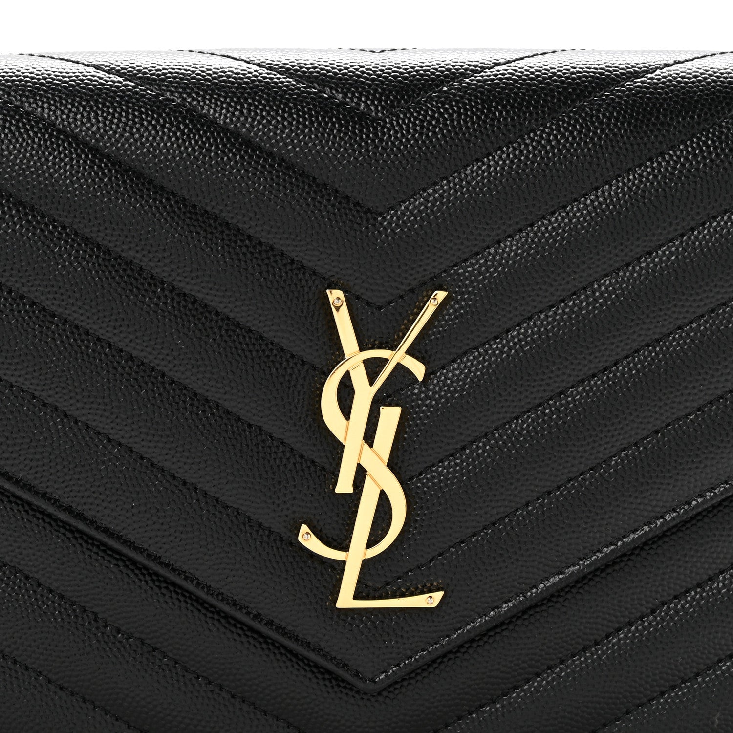 Saint Laurent Grain De Poudre Matelasse Chevron Monogram Envelope Clutch Black 8 of 13