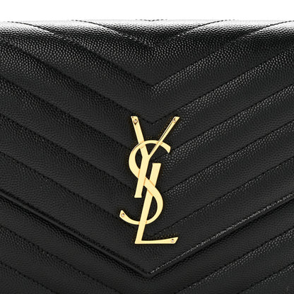 Saint Laurent Grain De Poudre Matelasse Chevron Monogram Envelope Clutch Black 8 of 13