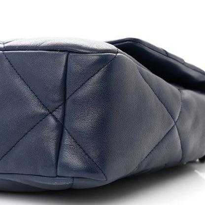 Chanel Lambskin Quilted Large Chanel 19 Flap Navy Blue 10 of 12